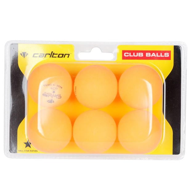 Orange - Carlton - Club Table Tennis Balls 6 Pack Adults